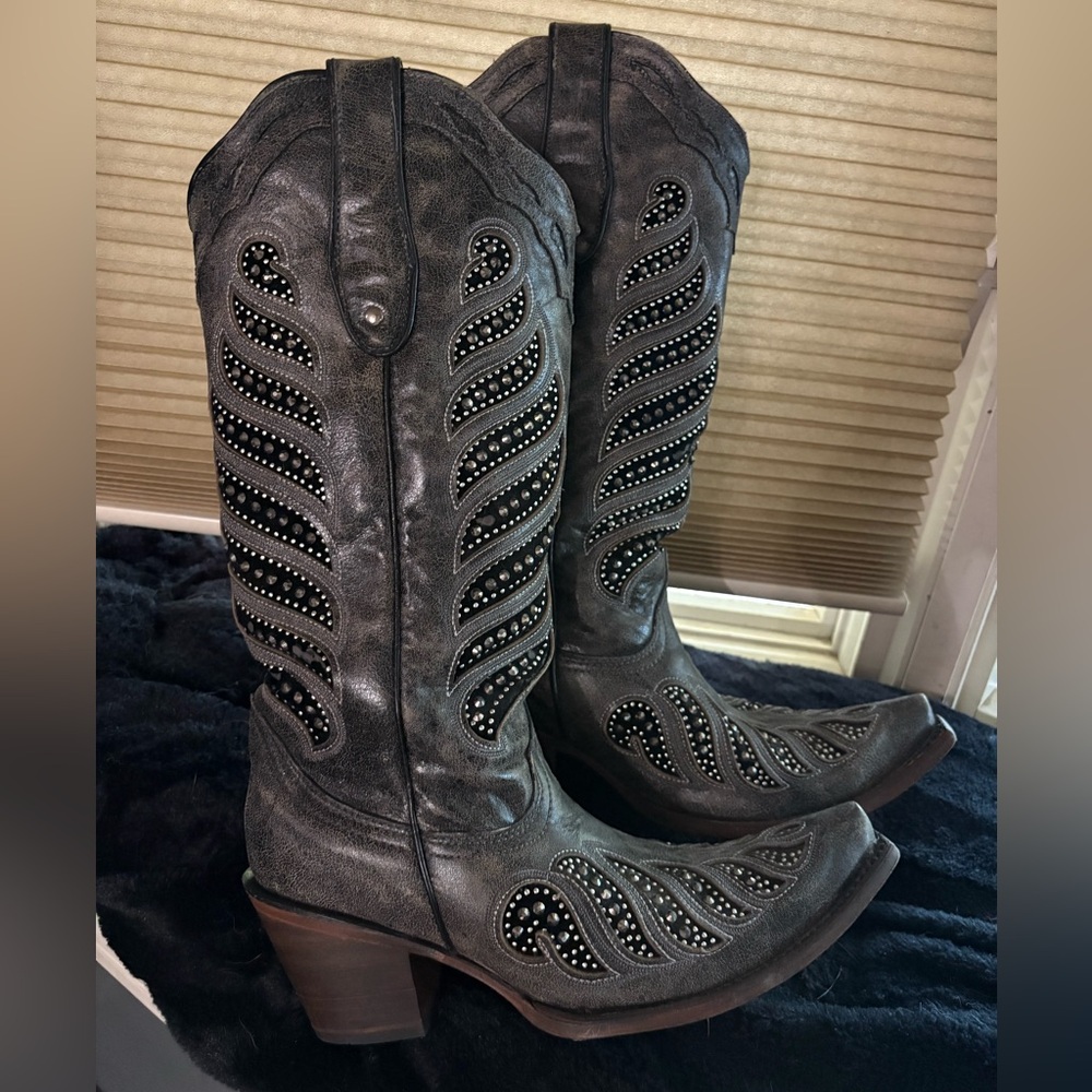Corral Black and Silver Women's Cowgirl Boots